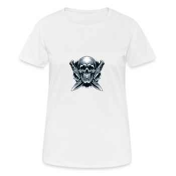 Twin Blades: Skull Between Daggers - Women's Breathable T-Shirt - white - Front - AI Model Female 172 dark (172cm)