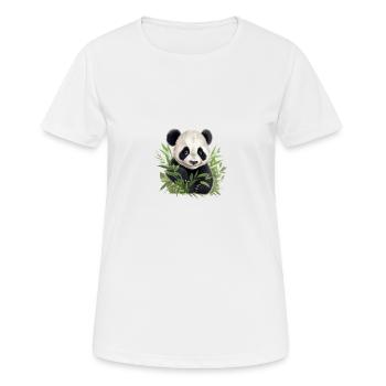 Süßer Panda schaut aus einem Busch - Frauen T-Shirt atmungsaktiv - Weiß - Vorne - AI Model Female 172 dark (172cm)