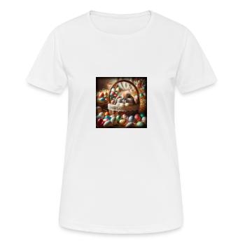 ein süßer hase in einem Korb - Frauen T-Shirt atmungsaktiv - Weiß - Vorne - AI Model Female 172 dark (172cm)