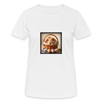 ein süßer hase in einem Korb - Frauen T-Shirt atmungsaktiv - Weiß - Vorne - AI Model Female 172 dark (172cm)
