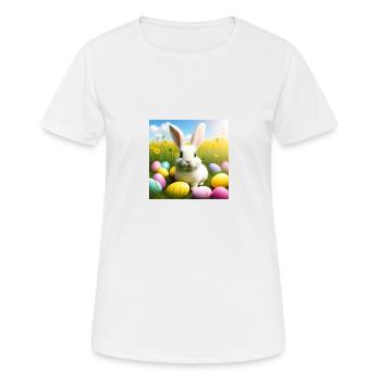 süßer Osterhase zwischen Ostereiern - Frauen T-Shirt atmungsaktiv - Weiß - Vorne - AI Model Female 172 dark (172cm)
