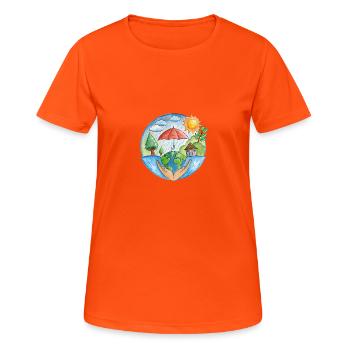 Protection du climat - T-shirt respirant Femme - orange néon - Devant - AI Model Female 172 dark (172cm)