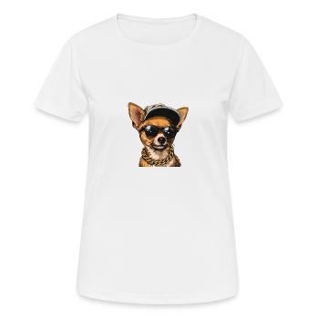 Chihuahua Gangsta Pup - Frauen T-Shirt atmungsaktiv - Weiß - Vorne - AI Model Female 172 dark (172cm)