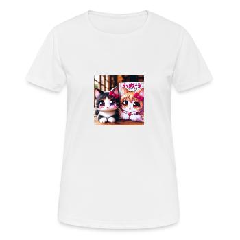 chat manga - T-shirt respirant Femme - blanc - Devant - AI Model Female 172 dark (172cm)