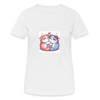 De doux chatons câlins avec des cœurs - T-shirt respirant Femme - blanc - Devant - AI Model Female 172 dark (172cm)