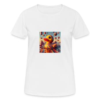 Bathing duck striped in risograph hyperrealism - Women's Breathable T-Shirt - white - Front - AI Model Female 172 dark (172cm)