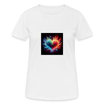 Fire burst heart rainbow - Women's Breathable T-Shirt - white - Front - AI Model Female 172 dark (172cm)