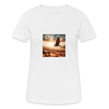A majestic eagle soaring above the desert A - Women's Breathable T-Shirt - white - Front - AI Model Female 172 dark (172cm)