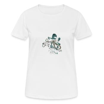 Cowboy Cthulhu - Frauen T-Shirt atmungsaktiv - Weiß - Vorne - AI Model Female 172 dark (172cm)