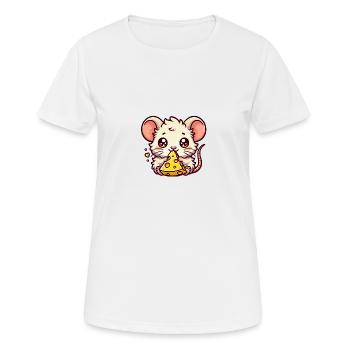 Käsemaus - Frauen T-Shirt atmungsaktiv - Weiß - Vorne - AI Model Female 172 dark (172cm)