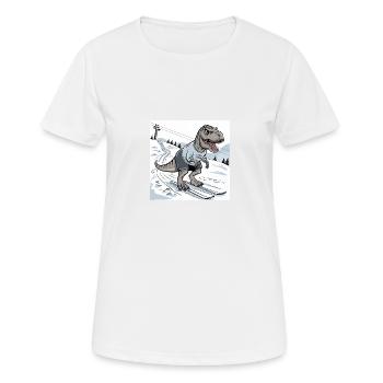 Ski-Rex, T-Rex - Frauen T-Shirt atmungsaktiv - Weiß - Vorne - AI Model Female 172 dark (172cm)