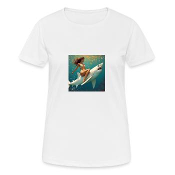 Balade avec requin - T-shirt respirant Femme - blanc - Devant - AI Model Female 172 dark (172cm)