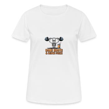 Bone Broth & Bench Press - Women's Breathable T-Shirt - white - Front - AI Model Female 172 dark (172cm)