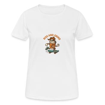 Rise and Grind - Skateboarding - Frauen T-Shirt atmungsaktiv - Weiß - Vorne - AI Model Female 172 dark (172cm)