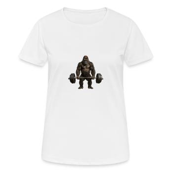 Muskulöser Gorilla beim Gewichtheben – Fitness-Mot - Frauen T-Shirt atmungsaktiv - Weiß - Vorne - AI Model Female 172 dark (172cm)