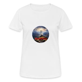 Wanderlust - Gipfelkreuz - Frauen T-Shirt atmungsaktiv - Weiß - Vorne - AI Model Female 172 dark (172cm)