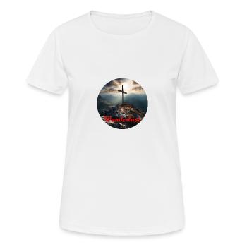 Wanderlust: Auf zum Gipfelkreuz - Frauen T-Shirt atmungsaktiv - Weiß - Vorne - AI Model Female 172 dark (172cm)
