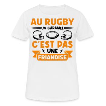 rugbyman. Cadeau fan de rugby. Au Rugby un caramel - T-shirt respirant Femme - blanc - Devant - AI Model Female 172 dark (172cm)