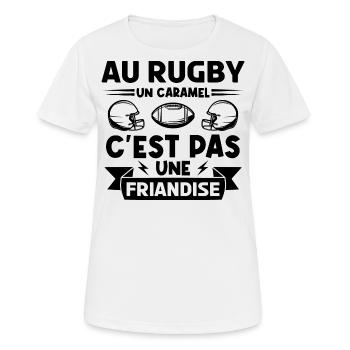 rugbyman. Cadeau fan de rugby. Au Rugby un caramel - T-shirt respirant Femme - blanc - Devant - AI Model Female 172 dark (172cm)