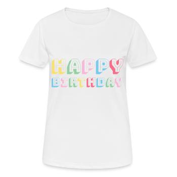 Happy Birthday Greeting Gift Idea - Women's Breathable T-Shirt - white - Front - AI Model Female 172 dark (172cm)