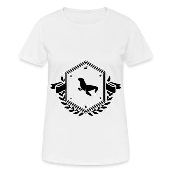 Seehund Wappen - Frauen T-Shirt atmungsaktiv - Weiß - Vorne - AI Model Female 172 dark (172cm)