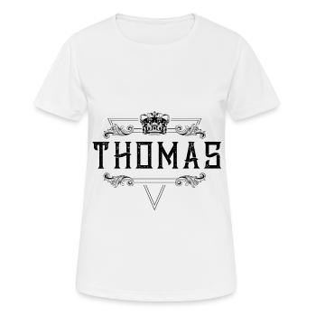 Nom Thomas - T-shirt respirant Femme - blanc - Devant - AI Model Female 172 dark (172cm)