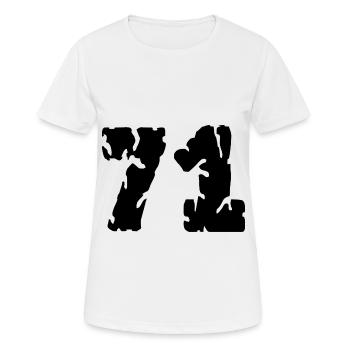 71 Zahl Trikot - Frauen T-Shirt atmungsaktiv - Weiß - Vorne - AI Model Female 172 dark (172cm)