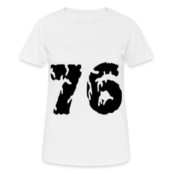 76 Zahl Trikot - Frauen T-Shirt atmungsaktiv - Weiß - Vorne - AI Model Female 172 dark (172cm)