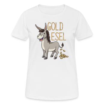 Esel Goldesel Maultier Muli Donkey Geschenk - Frauen T-Shirt atmungsaktiv - Weiß - Vorne - AI Model Female 172 dark (172cm)