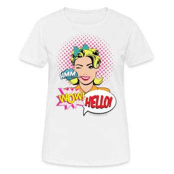 BELLE FEMME POP ART VINTAGE idée cadeau humour - T-shirt respirant Femme - blanc - Devant - AI Model Female 172 dark (172cm)