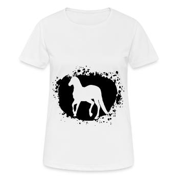Pferd Hengst Ross Reitsport - Frauen T-Shirt atmungsaktiv - Weiß - Vorne - AI Model Female 172 dark (172cm)