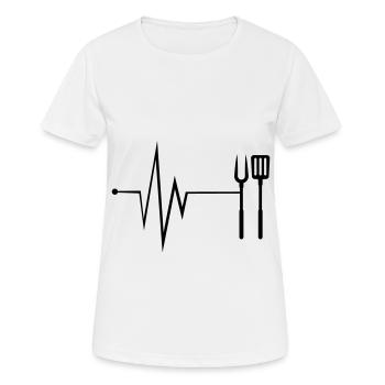 Grillzange Grillen Puls - Frauen T-Shirt atmungsaktiv - Weiß - Vorne - AI Model Female 172 dark (172cm)