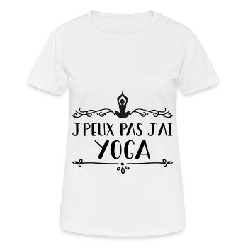 Je peux pas j'ai yoga - T-shirt respirant Femme - blanc - Devant - AI Model Female 172 dark (172cm)