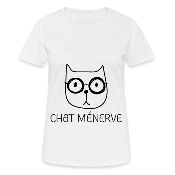 Chat m énerve Cadeau humour personnalisé - T-shirt respirant Femme - blanc - Devant - AI Model Female 172 dark (172cm)