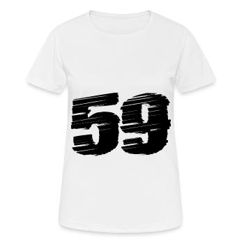 59 Zahl Trikot - Frauen T-Shirt atmungsaktiv - Weiß - Vorne - AI Model Female 172 dark (172cm)