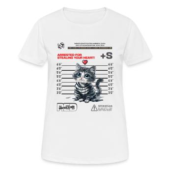 Heart Stealing Kitty - Arrested for Cuteness - Women's Breathable T-Shirt - white - Front - AI Model Female 172 dark (172cm)