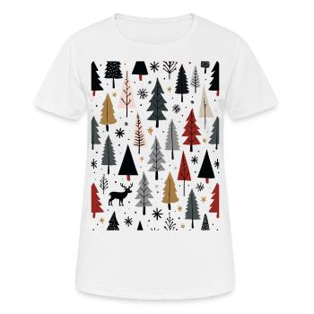 Skandinavische Weihnachtselemente und Winterbäume - Frauen T-Shirt atmungsaktiv - Weiß - Vorne - AI Model Female 172 dark (172cm)