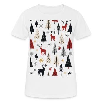 Skandinavische Weihnachtselemente und Winterbäume - Frauen T-Shirt atmungsaktiv - Weiß - Vorne - AI Model Female 172 dark (172cm)