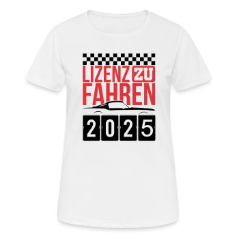 Permis de conduire 2025 Examen de conduite Examen du permis de conduire - T-shirt respirant Femme - blanc - Devant - AI Model Female 172 dark (172cm)