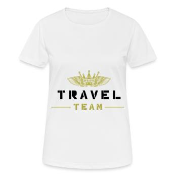 Travel Team - Frauen T-Shirt atmungsaktiv - Weiß - Vorne - AI Model Female 172 dark (172cm)