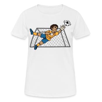 Torwart - Goal Keeper - Transparenter Hintergrund - Frauen T-Shirt atmungsaktiv - Weiß - Vorne - AI Model Female 172 dark (172cm)