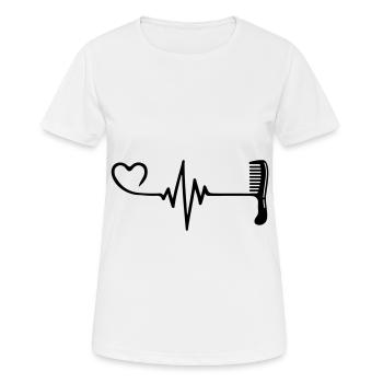 Peigne Coiffeur Pulse Heart Love - T-shirt respirant Femme - blanc - Devant - AI Model Female 172 dark (172cm)
