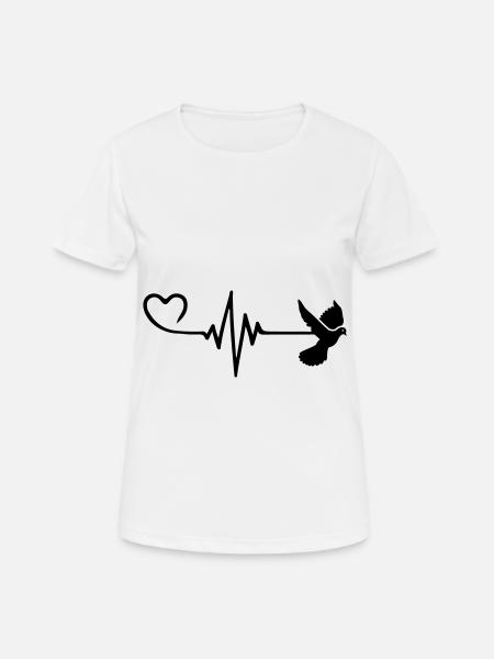 Taube Puls Frieden Herz Liebe - Frauen T-Shirt atmungsaktiv - Weiß