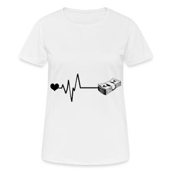 Geld Herzschlag - Frauen T-Shirt atmungsaktiv - Weiß - Vorne - AI Model Female 172 dark (172cm)