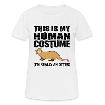 this is human costume otter seaotter otter - Women's Breathable T-Shirt - white - Front - AI Model Female 172 dark (172cm)