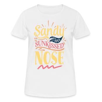 sandy toes sunkissed nose sand beach sun holiday - Women's Breathable T-Shirt - white - Front - AI Model Female 172 dark (172cm)