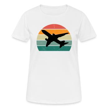 Flugzeuge Flieger Fliegen Pilot Pilotin Flughafen - Frauen T-Shirt atmungsaktiv - Weiß - Vorne - AI Model Female 172 dark (172cm)