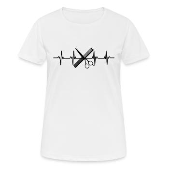 Haare schneiden Friseuse Frisörin Schere Fön Haar - Frauen T-Shirt atmungsaktiv - Weiß - Vorne - AI Model Female 172 dark (172cm)