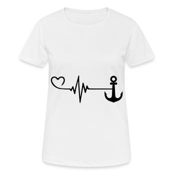 Anker Herz Pulsschlag - Frauen T-Shirt atmungsaktiv - Weiß - Vorne - AI Model Female 172 dark (172cm)