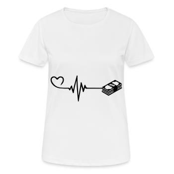 Geld Herzschlag - Frauen T-Shirt atmungsaktiv - Weiß - Vorne - AI Model Female 172 dark (172cm)